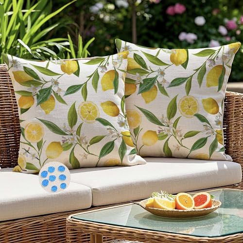 Kiatuniya Outdoor Kissen 45x45 Gelb Zitronen Kissenbezug Wetterfest Kissenhülle Sofakissen Dekokissen Gartenkissen Wasserdicht Modern Sommer Kissenbezüge für Garten Sofa Balkon Terrasse Deko 2er Set Kiatuniya Outdoor Kissen 45x45 Gelb Zitronen Kissenbezug Wetterfest Kissenhülle Sofakissen Dekokissen Gartenkissen Wasserdicht Modern Sommer Kissenbezüge für Garten Sofa Balkon Terrasse Deko 2er Set von Kiatuniya