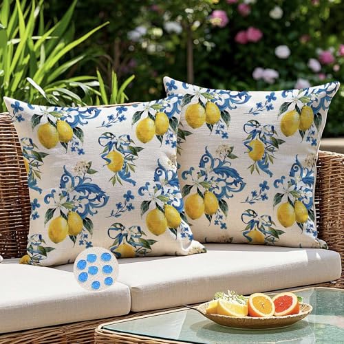 Kiatuniya Outdoor Kissen 50x50 Gelb Blau Gelb Zitronen Kissenbezug Wetterfest Kissenhülle Sofakissen Dekokissen Gartenkissen Modern Sommer Kissenbezüge für Garten Sofa Balkon Terrasse Deko 2er Set Kiatuniya Outdoor Kissen 50x50 Gelb Blau Gelb Zitronen Kissenbezug Wetterfest Kissenhülle Sofakissen Dekokissen Gartenkissen Modern Sommer Kissenbezüge für Garten Sofa Balkon Terrasse Deko 2er Set von Kiatuniya