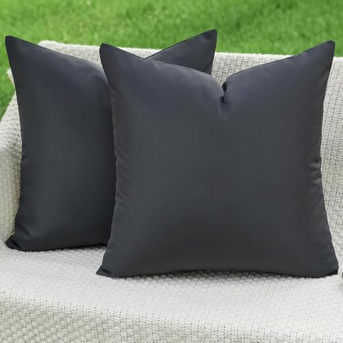 Kiatuniya Outdoor Kissenbezug 40x40 Grau Kissen Wetterfest Sofakissen Dekokissen Wasserdicht Kissenhülle Dekorativ Modern Sommer Kissenbezüge für Garten Sofa Balkon Terrasse Deko 2er Set von Kiatuniya