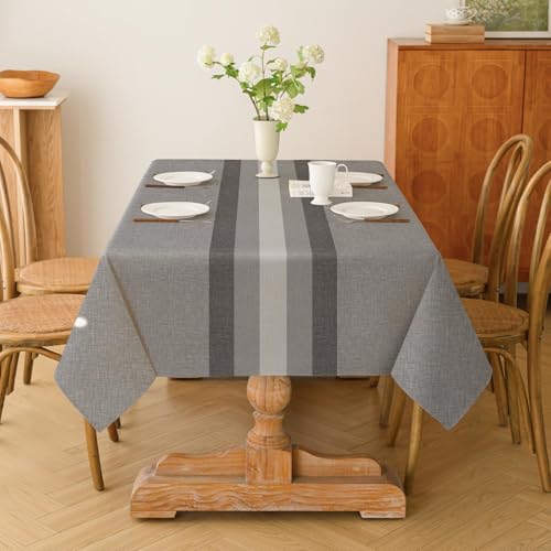 Kiatuniya Tischdecke Abwaschbar Grau Tischdecken 140x200cm Modern Streifen-Muster Polyester Leinen-Optik Rechteckig Tischtuch Outdoor Gartentischdecke Wetterfest für Wohnzimmer, Esszimmer, Party Kiatuniya Tischdecke Abwaschbar Grau Tischdecken 140x200cm Modern Streifen-Muster Polyester Leinen-Optik Rechteckig Tischtuch Outdoor Gartentischdecke Wetterfest für Wohnzimmer, Esszimmer, Party von Kiatuniya