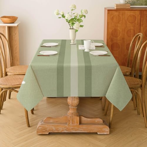 Kiatuniya Tischdecke Abwaschbar Grün Tischdecken 140x240cm Modern Streifen-Muster Polyester Leinen-Optik Rechteckig Tischtuch Outdoor Gartentischdecke Wetterfest für Wohnzimmer, Esszimmer, Party Kiatuniya Tischdecke Abwaschbar Grün Tischdecken 140x240cm Modern Streifen-Muster Polyester Leinen-Optik Rechteckig Tischtuch Outdoor Gartentischdecke Wetterfest für Wohnzimmer, Esszimmer, Party von Kiatuniya