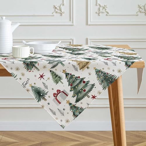 Kiatuniya Tischdecke Weihnachten Mitteldecke Beige Grün Winter Tischwäsche Bäume Weihnachtsdeko Christmas Table Cloth Leinenoptik Klein Weihnachtstischdecke für Urlaub Party Dekor 100x100 cm Kiatuniya Tischdecke Weihnachten Mitteldecke Beige Grün Winter Tischwäsche Bäume Weihnachtsdeko Christmas Table Cloth Leinenoptik Klein Weihnachtstischdecke für Urlaub Party Dekor 100x100 cm von Kiatuniya