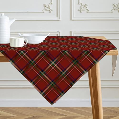 Kiatuniya Tischdecke Weihnachten Mitteldecke Kariert Rot Weihnachtstischdecke Modern Saisonnal Leinenoptik Weihnachtstischdecken Tischwäsche Winter Küche Tisch Dekoration Party Dekor 85x85 cm von Kiatuniya