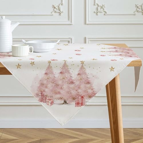 Kiatuniya Tischdecke Weihnachten Mitteldecke Rosa Winter Tischwäsche Bäume Weihnachtsdeko Christmas Table Cloth Leinenoptik Klein Weihnachtstischdecke für Urlaub Party Dekor 100x100 cm Kiatuniya Tischdecke Weihnachten Mitteldecke Rosa Winter Tischwäsche Bäume Weihnachtsdeko Christmas Table Cloth Leinenoptik Klein Weihnachtstischdecke für Urlaub Party Dekor 100x100 cm von Kiatuniya
