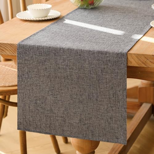 Kiatuniya Tischläufer Modern Table Runner Grau Tisch Läufer 40x180 cm Frühling Abwaschbar Tischdekoration Boho Landhausstil Tischband Dekostoff für Geburtstag Hochzeitsdeko Kommode Party Dekor von Kiatuniya