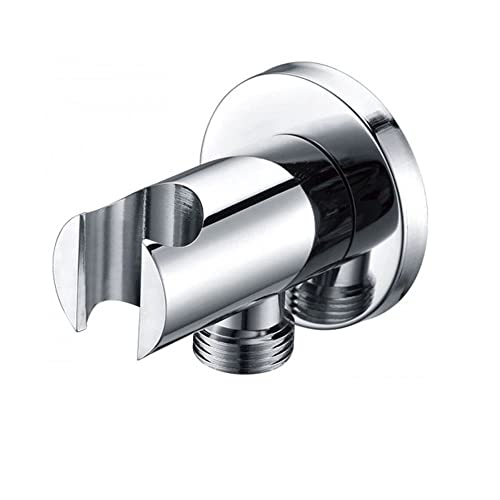 Kibath 424392 Halterung Sockel Handbrausehalter mit Wasseranschluss für die Wand. Runde Form Finish. Hergestellt aus Messing, Chrom glänzend von Kibath