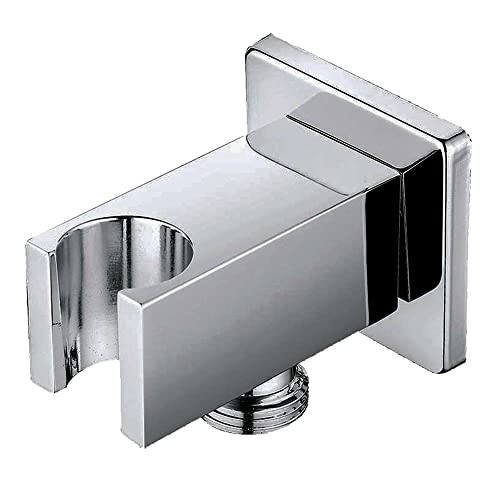 Kibath 434392 Halterung Sockel Handbrausehalter mit Wasseranschluss für die Wand. Quadratische Form Finish. Hergestellt aus Messing, Chrom glänzend von Kibath