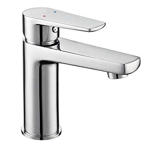 Kibath FUS 427451 Mischbatterie für Waschbecken, schlank, rund, aus Messing und glänzendem Chrom-Finish, inkl. Beschlägen, Schläuchen und Kartusche, Ersatzteile von Kibath