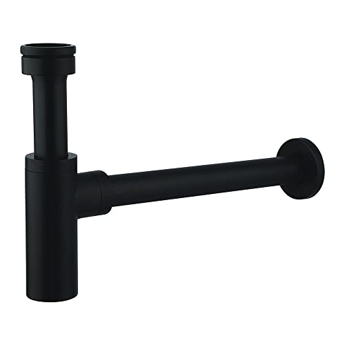 Kibath L406681 Ablauf schwarz Siphon Ablaufgarnitur Modell MIN für Spülbecken und Waschbecken. Selbstregulierende Höhe max. 185 mm. Hergestellt aus Messing mit mattschwarzer Oberfläche von Kibath
