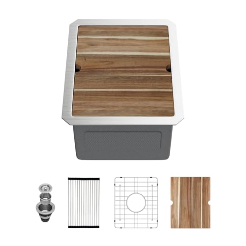 Kichae Barspüle Unterbau – 30,5 x 38,1 cm Edelstahl Bar Prep Spüle 16 Gauge Einzelbecken Workstation Vorbereitung Küchenspüle Wet Bar Spüle mit Schneiden Borad Heavy Duty Handmade Becken Kichae Barspüle Unterbau – 30,5 x 38,1 cm Edelstahl Bar Prep Spüle 16 Gauge Einzelbecken Workstation Vorbereitung Küchenspüle Wet Bar Spüle mit Schneiden Borad Heavy Duty Handmade Becken von Kichae