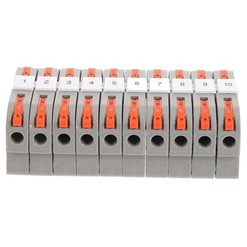 Kichvoe 10 Sätze Din-schienen Reihenklemmen mit Hebel Schnell Montierbare Elektrische Anschlussklemmen aus Messing und Nylon Langlebig Vibrationsfest für Elektriker und Verteilerkästen von Kichvoe
