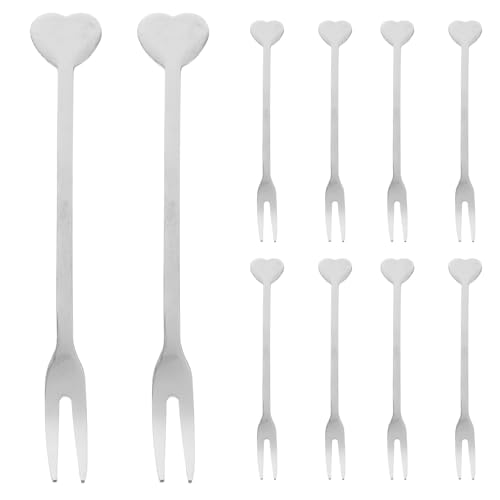 Kichvoe 10er Set Obstgabeln aus Edelstahl – Herzförmige Mini-Gabeln für Dessert, Kuchen und Vorspeisen – Besteck für Party und Alltag von Kichvoe