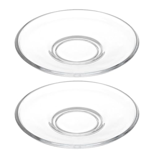 Kichvoe 2 Kleine Glasteller – Snackteller Aus Klarem Glas – Runde Transparente Untertasse Zum Servieren Von Soße Obstvorspeisen Und Kuchen 12 9 X 12 9 0 Cm von Kichvoe