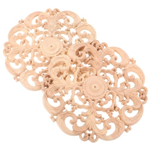 Kichvoe 2 Stück Holzapplikationen mit Blumenmotiv, rund, unbemalt, Schnitzereien, Onlay, Holzaufkleber, Ornament, Basteln für Möbel, Türen, Schränke, Heimdekoration, 14,5 cm Kichvoe 2 Stück Holzapplikationen mit Blumenmotiv, rund, unbemalt, Schnitzereien, Onlay, Holzaufkleber, Ornament, Basteln für Möbel, Türen, Schränke, Heimdekoration, 14,5 cm von Kichvoe