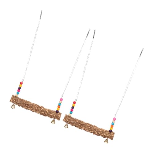 Kichvoe 2 Stück Holzschaukel für Hühner und Papageien Stabiles Sicheres Sitzspielzeug Natürlicher Kletter und Ruheplatz Robustes Kauresistentes Vogelspielzeug für Vielfältige Beschäftigung von Kichvoe