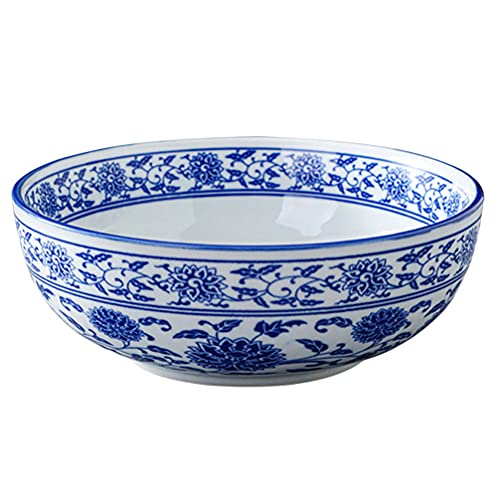 Kichvoe Groß 22 9 cm Weiße Blaue Porzellanschalen Keramikschalen Nudelschalen Salatschüssel Servierschüssel Für Die Küche Mikrowellengeeignet Spülmaschinenfest Ramen Set Suppenschüssel von Kichvoe