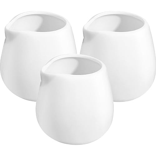 Kichvoe 3 Stück Mini-Porzellan-Sahnekännchen Kleiner Keramik-Sahnekrug Latte-Art-Krug Sirupkrug Sauciere Für Kaffee Tee Milch Marmelade Saucen von Kichvoe
