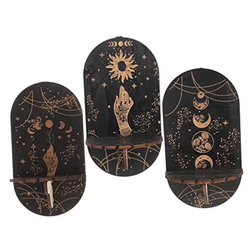Kichvoe 3Stücke Teiliges Wandregal aus Holz im Bohemian Dekoratives Kristallregal für Festliche Ornamente und Pflanzen für Wohnzimmer und Moderne Wohnkultur von Kichvoe