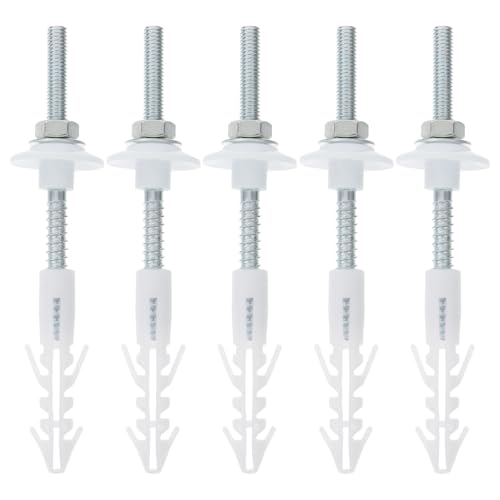 Kichvoe 5 Sätze Schrauben für Badezimmerarmaturen: Dübel, Schrauben für die Waschbeckenmontage – Badezimmer-Waschbecken-Montagesatz inklusive Unterlegscheiben, Dichtungen, Dehnungsrohren von Kichvoe