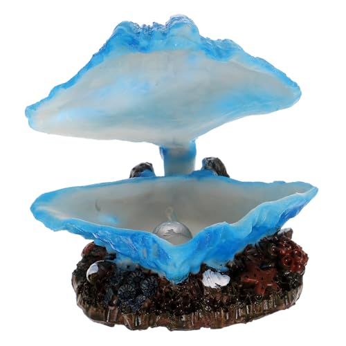 Kichvoe Blauer Bubble Maker Muschel Aquarium Deko mit Sprudelnder Luftblase Langlebige Kunstharz Muschel für Fischbecken Naturnahe Dekorative Aquarien-Accessoire Vielseitig für Tisch und von Kichvoe