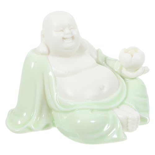 Kichvoe Buddha-Statue Feng Shui Buddha-Statue Kleine Keramik Weiß Lachende Buddha-Statue Liegende Buddha-Figur Kunsthandwerk Maitreya-Buddha-Ornament Tischdekoration von Kichvoe