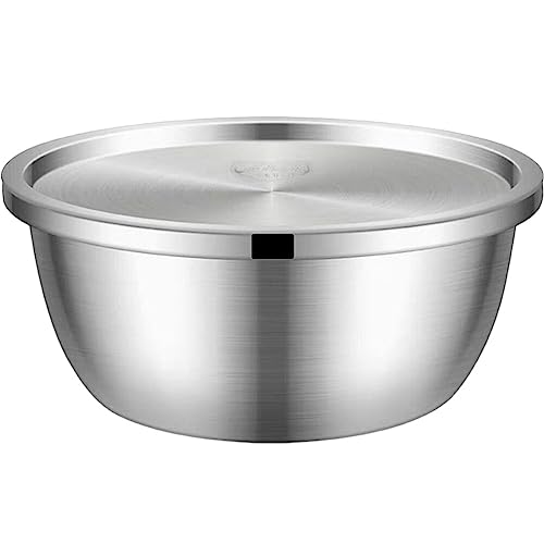 Kichvoe Edelstahl Schüssel mit Deckel Rührschüssel Mischschüssel Teigschüssel Salatschüssel Küchenschüssel für Küche Kochen Backen Eier Mehl Salat 24cm Silber von Kichvoe