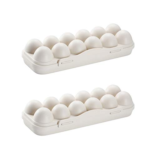 Kichvoe Egg Tray Ei Aufbewahrungsbox 2Pcs 12 Gitter Eierhalter Box Kühlschrank Eiertr? Tablett Eggosenbox Entenschalenbox Organisator (Khaki) Eier Beh?lter Eierbox Transportbox von Kichvoe
