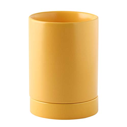 Kichvoe Halter Kochutensilienhalter Keramik Silberhalter Besteck Und Besteck Utensil Crock für Küchenarbeitsplatte (Gelb) Formelspender von Kichvoe