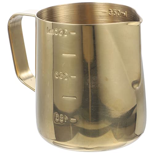 Kichvoe Goldener Milchkrug Sauciere 350 Ml Edelstahl Kaffeemilchkännchen Mit Griff Waage Saucenglas Honigsirupspender Für Latte Tee Matcha Heiße Schokolade von Kichvoe