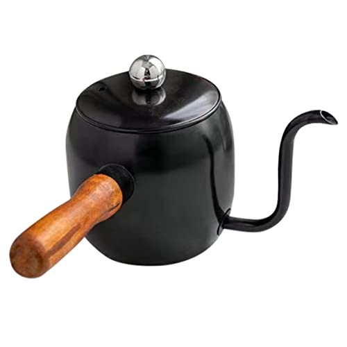 Kichvoe Handfilter Kaffeekanne aus Mini Teekessel mit Langem Ausguss und Holzgriff für Präzise Kaffeezubereitung für Büro oder Zuhause von Kichvoe