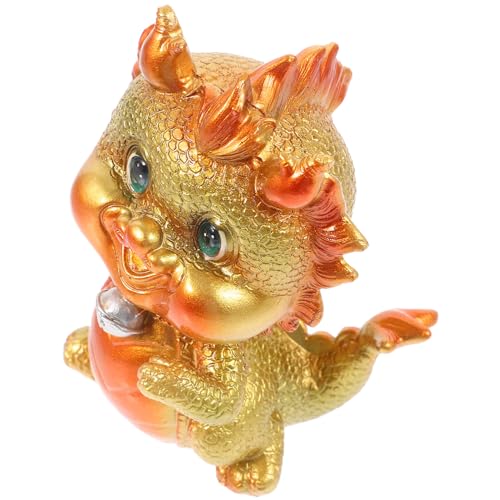 Kichvoe Harz Chinesische Tierkreiszeichen Drache Figur 2024 Jahr des Drachen Statue Fengshui Barren Charme Drache Chinesische Tierkreiszeichen Figur Tierskulptur Für Neujahr Zuhause von Kichvoe