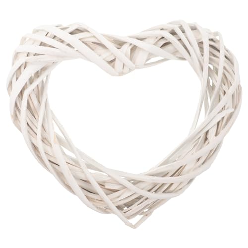 Kichvoe Herz-Weinreben-Kranz Korbgeflecht-Rattan-Herz-Kranz Makramee-Ring Blumen-Kreolen Herstellungszubehör Valentinstag Hängende Dekoration Für DIY-Handwerk Traumfänger Weiß 30 cm von Kichvoe