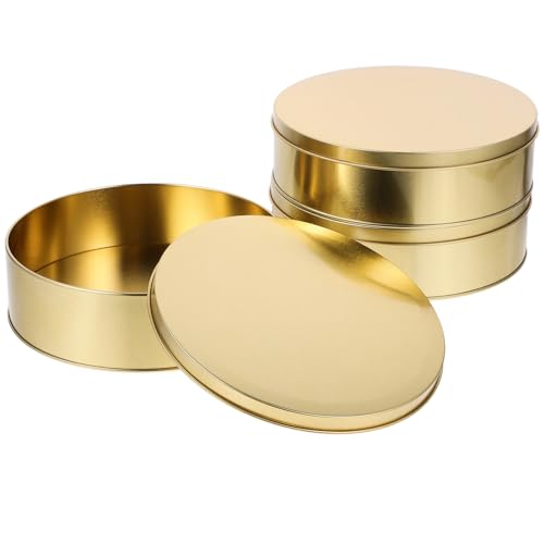 Kichvoe Keksdose Mit Deckel Weißblech-Bonbonschachtel 6 5 Zoll Rund Goldene Weihnachtsgeschenkdose Feiertag Neujahr Leckerbissen Metallbehälter Für Snacks Desserts 3 Stück von Kichvoe