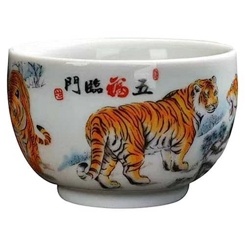 Kichvoe Keramik-Teetassen, chinesisches Sternzeichen, Tiger, Kung-Fu, Teetasse, kleine Milch-Kaffeetassen, Sake-Tasse für Latte, Tee, Cappuccino, Getränke, japanischer Tee von Kichvoe