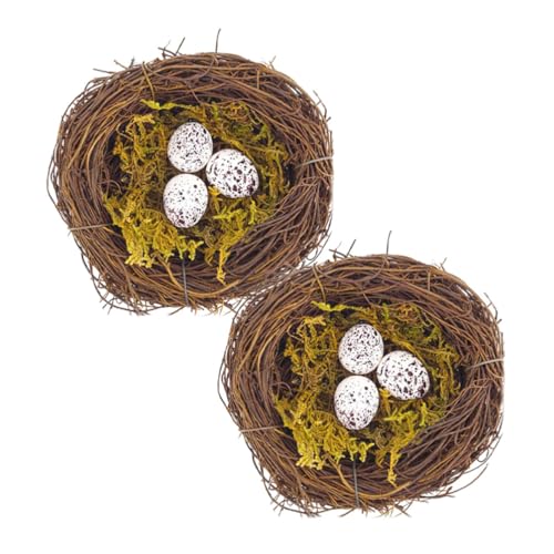 Kichvoe Künstliches Vogelnest Rattan-Vogelhaus Nest Ostervogelnest Mit Künstlichen Eiern Dekorationsset Foto-Requisiten Für Ostern Heimwerken Gartendekoration 2 Sets 20 cm von Kichvoe