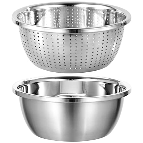Kichvoe Set Mit 2 Rührschüsseln Aus Edelstahl Sieb Küchenutensil Für Den Haushalt Einfach Zu Verwenden Schnelles Abtropfen Kichvoe Set Mit 2 Rührschüsseln Aus Edelstahl Sieb Küchenutensil Für Den Haushalt Einfach Zu Verwenden Schnelles Abtropfen von Kichvoe