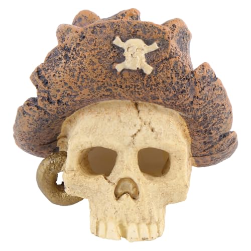 Kichvoe Resin Aquarium Deko Schädel Ornament Realistisch Geformt Langlebig und Licht Fischtank Dekoration für Zuhause und Büro Kleine Skull Desktop Figur für Aquarien Detailreiche von Kichvoe