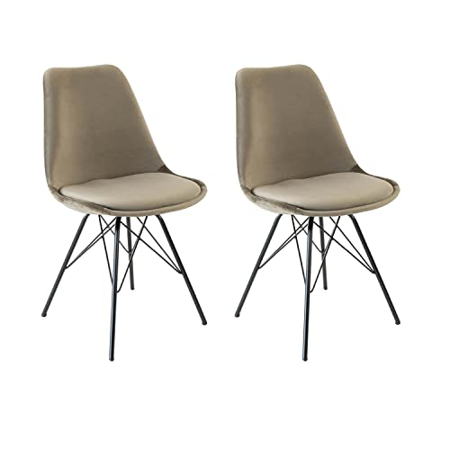 Kick Collection 2er Set Esszimmerstühl Velvet - Samt - Taupe - Modern und Hochwertig - Hochwertige Materialien - Erhältlich in vielen Farben von Kick Collection