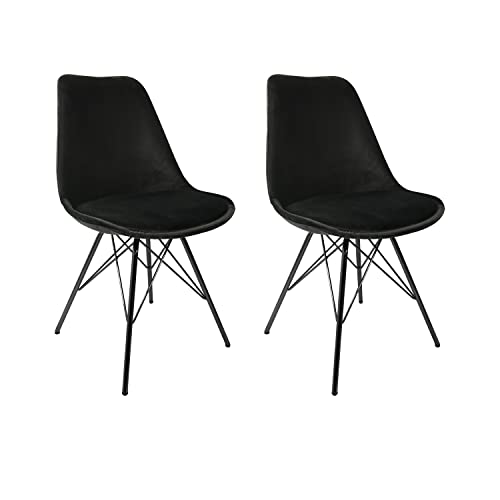 Kick Collection 2er Set Esszimmerstühl Velvet - Samt - Schwarz - Modern und Hochwertig - Hochwertige Materialien - Erhältlich in vielen Farben von Kick Collection