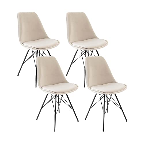 Kick Collection 4er Set Esszimmerstühl Velvet - Samt - Champagner - Modern und Hochwertig - Samtstoff und Metall - Erhältlich in vielen Farben von Kick Collection