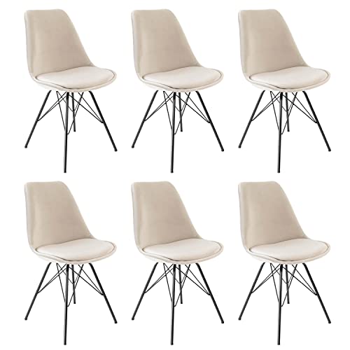 Kick Collection 6er Set Esszimmerstühl Velvet - Samt - Champagner - Modern und Hochwertig - Samtstoff und Metall - Erhältlich in vielen Farben von Kick Collection
