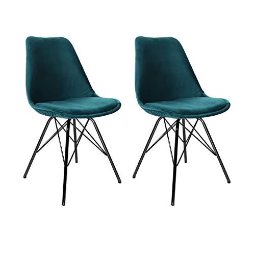 Kick Collection 2er Set Esszimmerstühl Velvet - Samt - Blau - Modern und Hochwertig - Hochwertige Materialien - Erhältlich in vielen Farben von Kick Collection