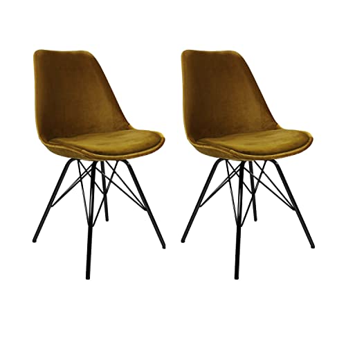 Kick Collection 2er Set Esszimmerstühl Velvet - Samt - Gold - Modern und Hochwertig - Hochwertige Materialien - Erhältlich in vielen Farben von Kick Collection