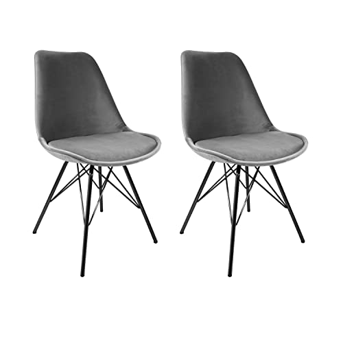Kick Collection 2er Set Esszimmerstühl Velvet - Samt - Grau - Modern und Hochwertig - Hochwertige Materialien - Erhältlich in vielen Farben von Kick Collection