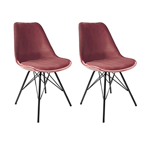 Kick Collection 2er Set Esszimmerstühl Velvet - Samt - Rosa - Modern und Hochwertig - Samtstoff und Metall - Erhältlich in vielen Farben von Kick Collection