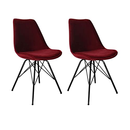 Kick Collection 2er Set Esszimmerstühl Velvet - Samt - Rot - Modern und Hochwertig - Hochwertige Materialien - Erhältlich in vielen Farben von Kick Collection