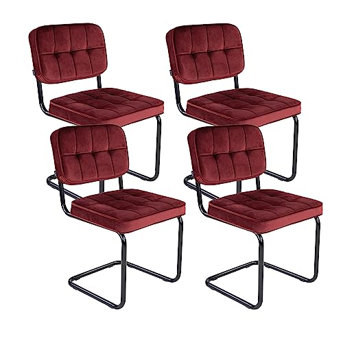 Kick Collection 4er Set Esszimmerstühl Ivy - Rot - Modern und Hochwertig - Samtstoff und Metall - Erhältlich in vielen Farben von Kick Collection
