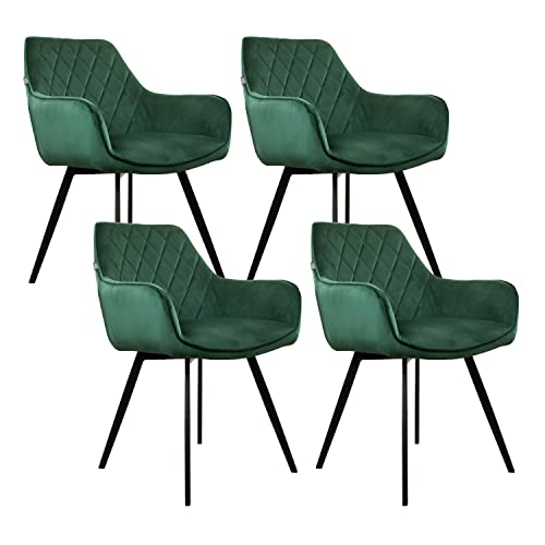 Kick Collection 4er Set Esszimmerstühl Karl Velvet - Samt - Dunkelgrün - Modern und Hochwertig - Samtstoff und Metall - Erhältlich in vielen Farben von Kick Collection