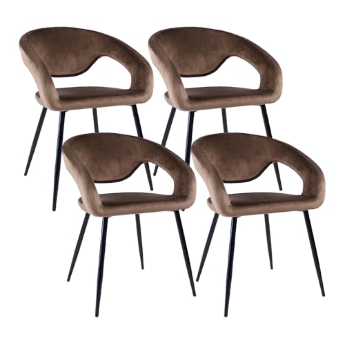 Kick Collection 4er Set Esszimmerstühl Lenn Velvet - Samt - Taupe - Modern und Hochwertig - Samtstoff und Metall - Erhältlich in vielen Farben von Kick Collection