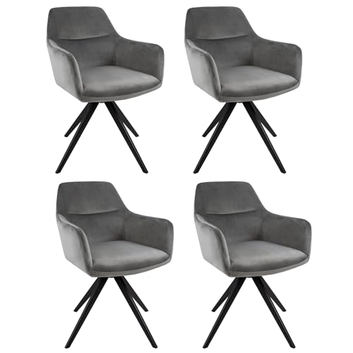 Kick Collection 4er Set Esszimmerstühl Tom - Grau - Modern und Hochwertig - Samtstoff und Metall - Erhältlich in vielen Farben von Kick Collection